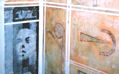 Raumkunst: Freskenmalerei im Treppenhaus, sonnig wirkende Wandflchen, alt und modern zugleich.
